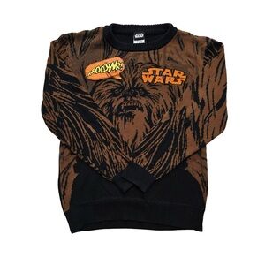 Star Wars Chewbacca Sweater Kids L Wookiee Graphic Crewneck Brown No‎ Sound
